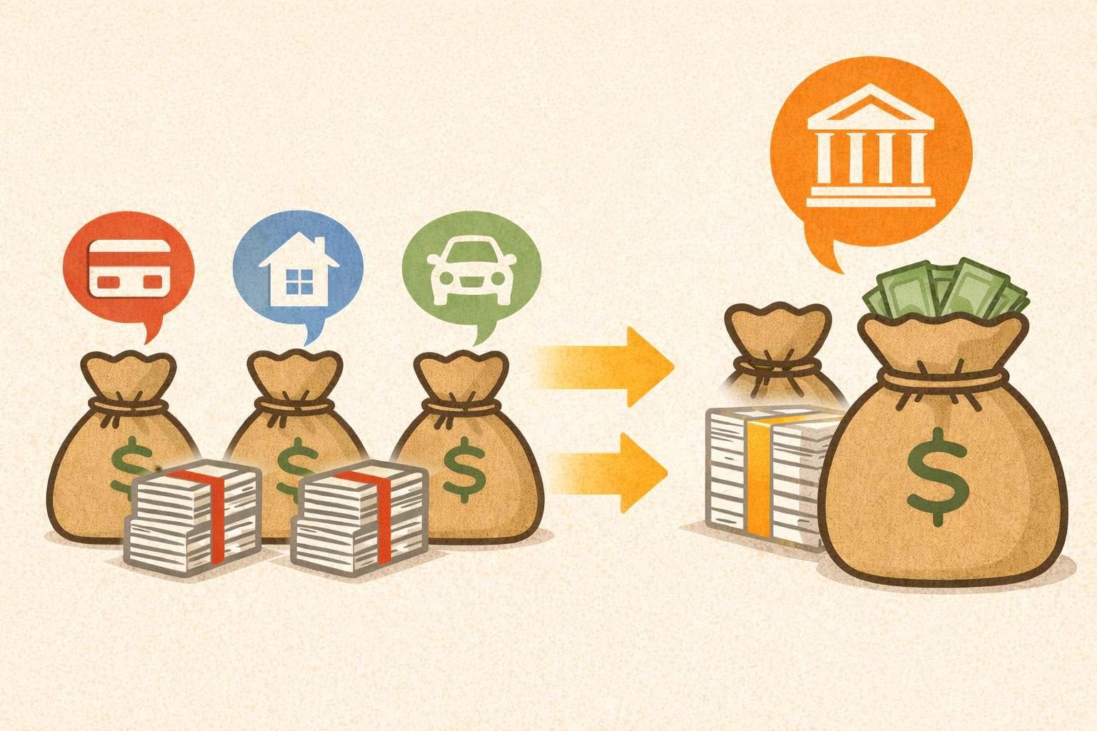 債務整合,並不是把債務「消失」,而是透過一筆新的貸款,將名下多筆分散的負債集中處理。