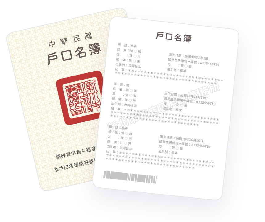 戶口名簿或戶籍謄本