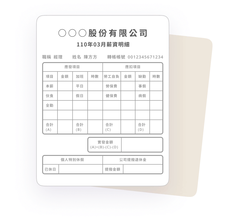 近三個月任一月份薪餉單影本