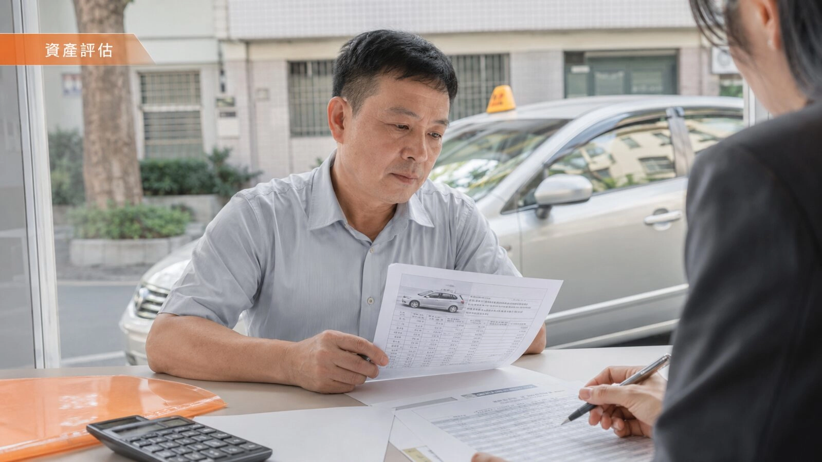 02苗栗借款申請人與專員進行汽車資產評估