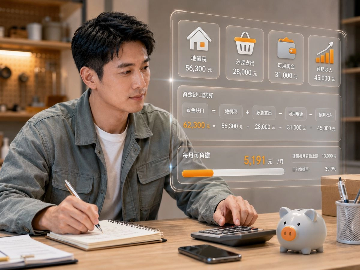 3地價稅資金缺口與每月還款能力試算