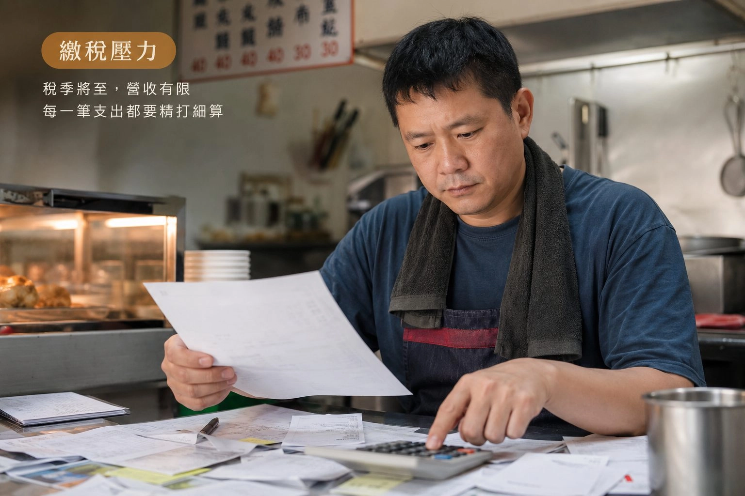 3宜蘭自營攤商整理稅單與收據計算繳稅季資金缺口