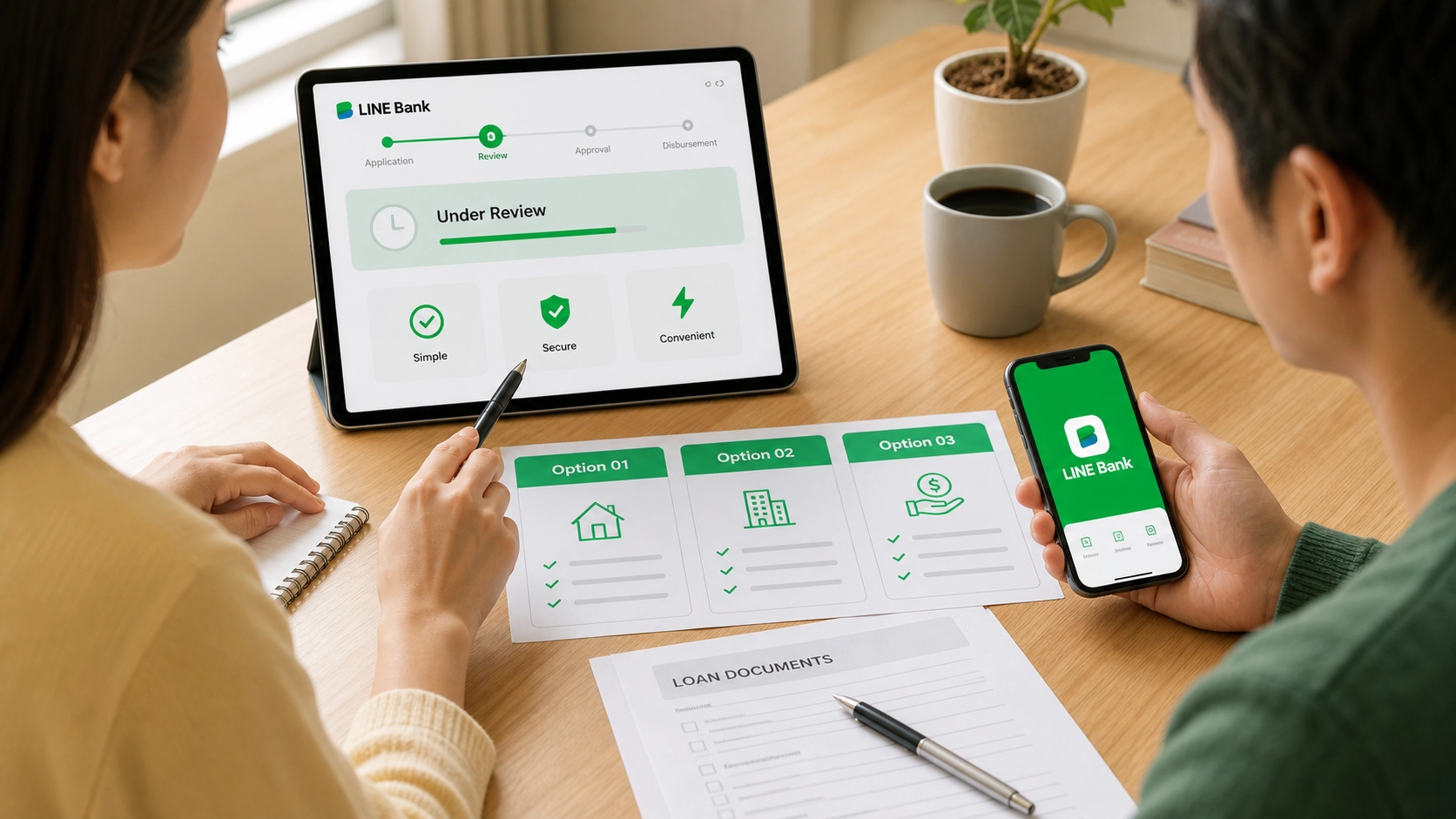 Line Bank 貸款審核很久後評估下一步示意圖